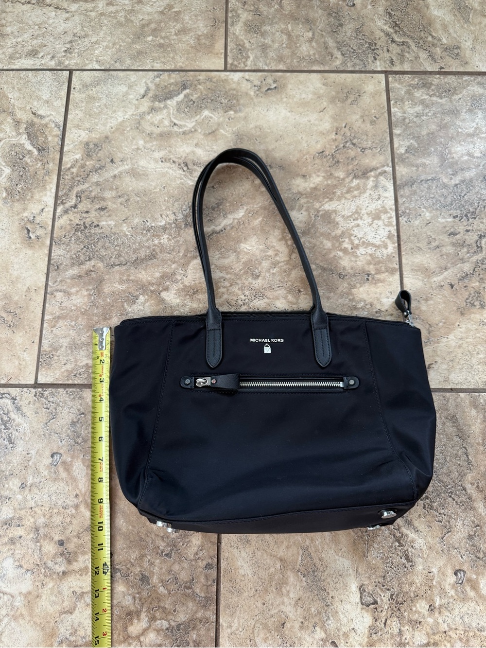 Michael Kors Black Nylon Tote with Front Zip Pocket - Picture 2 of 6
